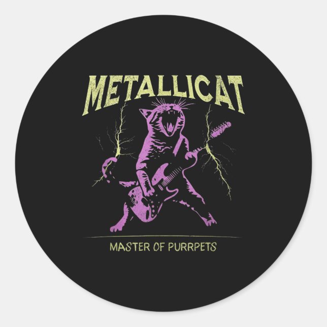 Pegatina Redonda Metallicat Master Of Purrpets  (Anverso)