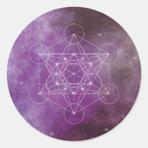 Pegatina Redonda Metatrón, chakra, zen, geometría sagrada, ángel