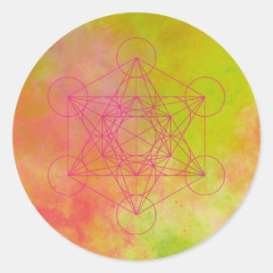 Pegatina Redonda Metatrón, chakra, zen, geometría sagrada, ángel