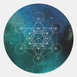 Pegatina Redonda Metatrón, chakra, zen, geométrico sagrado, ángel,
