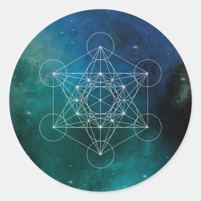 Pegatina Redonda Metatrón, chakra, zen, geométrico sagrado, ángel,  (Anverso)