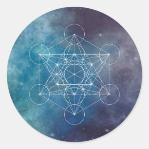 Pegatina Redonda Metatrón, chakra, zen, geométrico sagrado, ángel