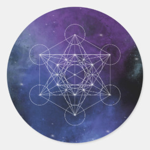 Pegatina Redonda Metatrón, chakra, zen, geométrico sagrado, geometr