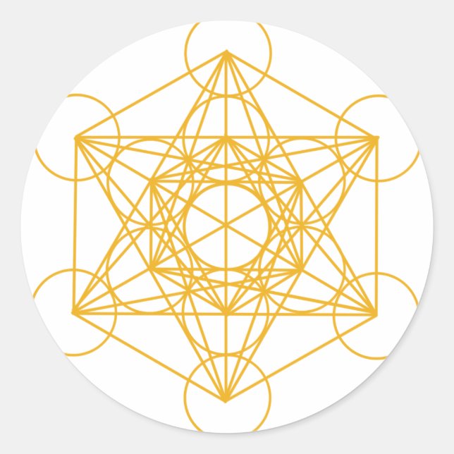 Pegatina Redonda Metatron Cube Gold (Anverso)