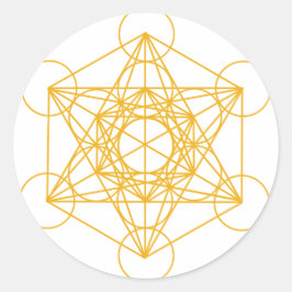 Pegatina Redonda Metatron Cube Gold