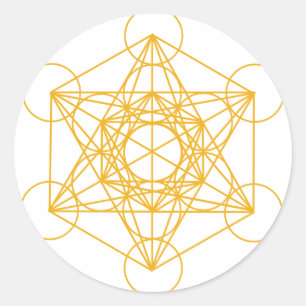Pegatina Redonda Metatron Cube Gold
