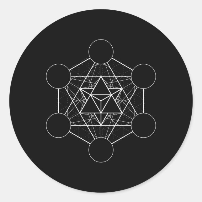 Pegatina Redonda Metatrones Merkaba Geometría Sagrada (Anverso)