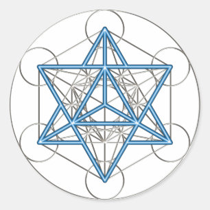 Pegatina Redonda Metatrons dado - Merkaba estrella Tetraeder -