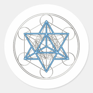 Pegatina Redonda Metatrons dado - Merkaba estrella Tetraeder -