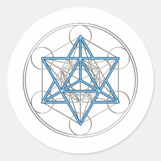 Pegatina Redonda Metatrons dado - Merkaba estrella Tetraeder -