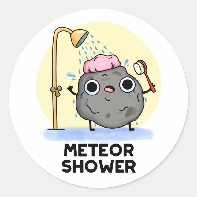 Pegatina Redonda Meteor Shower Funny Science Pun (Anverso)