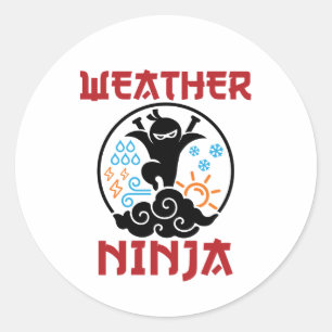 Pegatina Redonda Meteorólogo Ninja Meteorología Weatherman