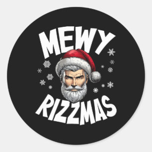 Pegatina Redonda Mewe Rizzmas Niños adolescentes divertidos Feliz N