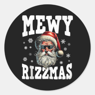 Pegatina Redonda Mewe Rizzmas Niños adolescentes divertidos Feliz N