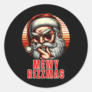 Pegatina Redonda Mewy Rizzmas Gracioso Santa Mying Chiste Rizz Mens