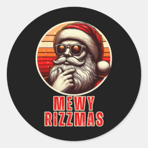 Pegatina Redonda Mewy Rizzmas Gracioso Santa Mying Chiste Rizz Mens