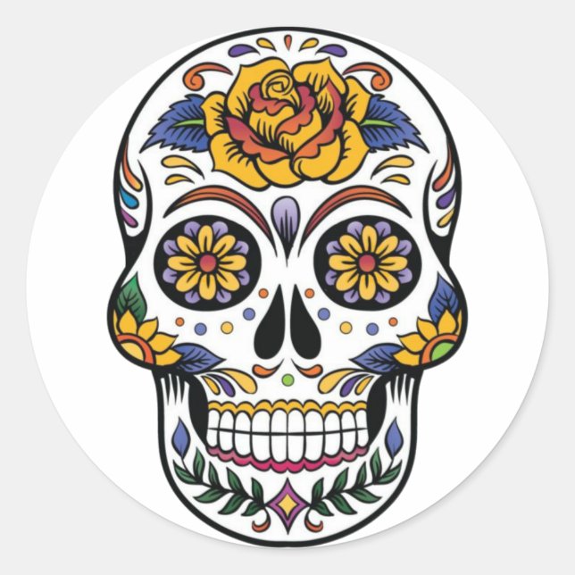 Pegatina Redonda Mexican Skull Sticker (Anverso)