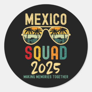 Pegatina Redonda México 2025 Escuadrón de vacaciones de la familia
