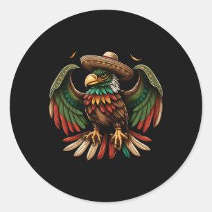 Pegatina Redonda México Cinco De Mayo Sombrero Águila Mexicana