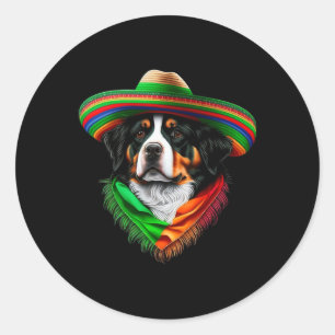 Pegatina Redonda México Cinco De Mayo Sombrero Moun Mexicano
