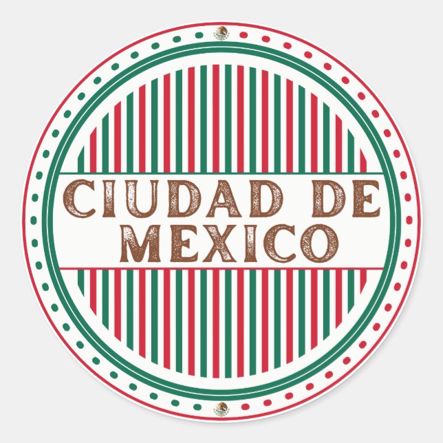 Pegatina Redonda Mexico City Pride Emblem – Mexican Identity (Anverso)