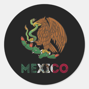 Pegatina Redonda México Eagle Emblem Bandera Mexicana Cin Orgullo M