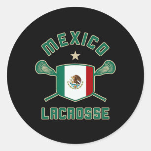 Pegatina Redonda México Lacrosse Lax Bandera Mexicana