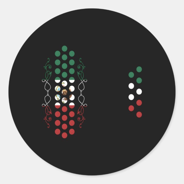 Pegatina Redonda México: Músico de acordeón aéreo mexicano (Anverso)