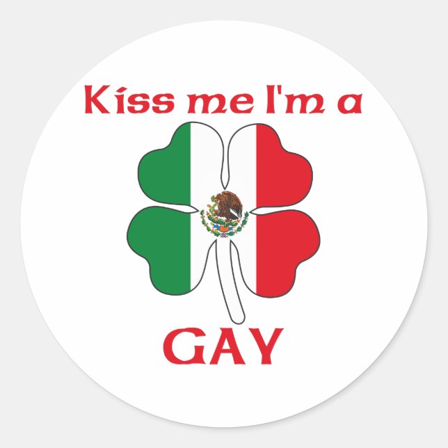 Pegatina Redonda México personalizado me besa soy gay (Anverso)