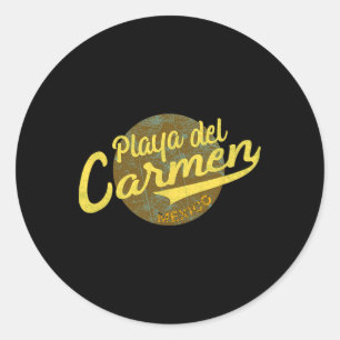 Pegatina Redonda México Playa Del Carmen Vintage Retro T Shirt