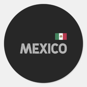 Pegatina Redonda México Vintage Bandera Mexicana Gorra Jersey