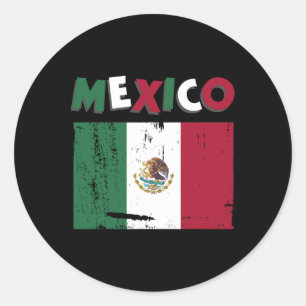 Pegatina Redonda México Vintage Bandera Mexicana Gorra Jersey 1