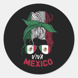 Pegatina Redonda México Vintage Bandera Mexicana Gorra Jersey 2