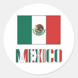 Pegatina Redonda México y bandera mexicana