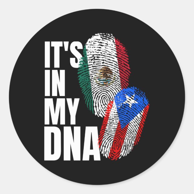 Pegatina Redonda México Y Puerto Rico Mezcla De Bandera (Anverso)