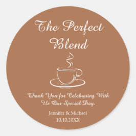 Pegatina Redonda mezcla perfecta, boda gracias café marrón