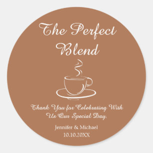Pegatina Redonda mezcla perfecta, boda gracias café marrón