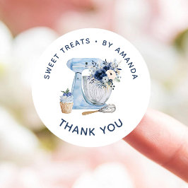 Pegatina Redonda Mezclador azul Gracias