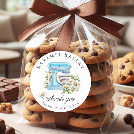 Pegatina Redonda Mezclador de base acuarela con daisies