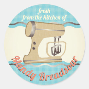 Pegatina Redonda Mezclador del soporte del vintage de la cocina del