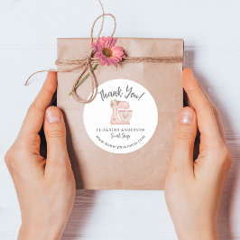 Pegatina Redonda Mezclador rosa lindo Bakery Business Gracias Pegat
