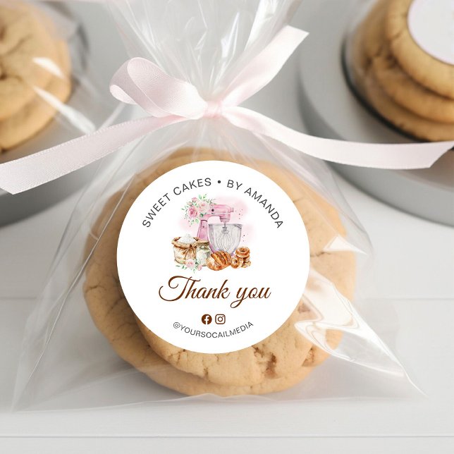 Pegatina Redonda Mezclador rosa Sourdough Loaf Gracias (Subido por el creador)