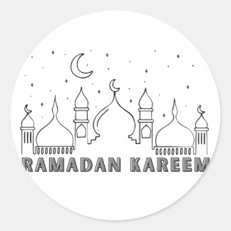 Pegatina Redonda Mezquita Negra Ramadan Kareem