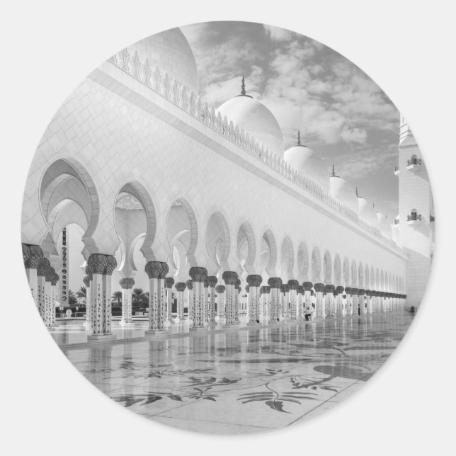Pegatina Redonda Mezquita Sheikh Zayed (Anverso)