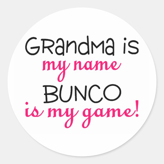 Pegatina Redonda Mi Abuela Es Mi Nombre Bunco (Anverso)