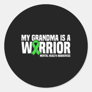 Pegatina Redonda Mi Abuela Es Una Salud Mental De Cinta Verde De Gu