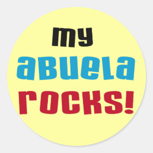 Pegatina Redonda Mi Abuela Rocca camisetas y regalos