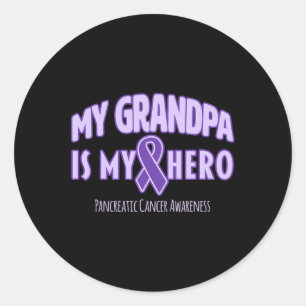 Pegatina Redonda Mi abuelo es mi héroe conciencia del cáncer pancre