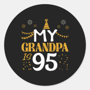 Pegatina Redonda Mi abuelo tiene 95 años, 95 años, 1930, 95 años