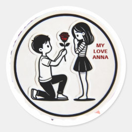 Pegatina Redonda Mi amor por el nombre romántico